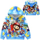 Super  Mari0 Boys Hoodies Luigi Mario Hooded Sweatshirts Jackets Kids Gift