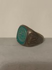 Vintage Usn Bronze Ring With Sterling Silver Top  S - 12  120