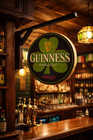 Guinness Draught Hanging Pub Sign Shamrock Round Wooden Bar Sign Irish 12 Inch