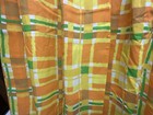 2 Pair   4 Total Vtg Sears Plaid Pinch Pleat Curtains Orange Yellow Green 23x62
