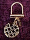 Coach Pave Crystal Signature Buckle Key Fob Chain Charm Ring Gold Metal