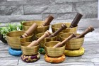 Hand Hammered Singing  Bowls - Tibetan Sound Therapy Set Of 7 Singing Bowls 