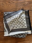 100  Authenic Louis Vuitton Chale Monogram Denim Noir Oversized Shawl Black gray