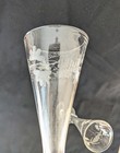 Pair Antique 18th Century Hand Blown English Grapevine Etched Champagne Flutes 