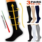 3 Pairs Compression Socks knee High flight Travel Flight Anti Fatigue Stockings