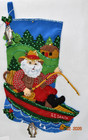 Fishing Santa  rare  Bucilla Stocking 2008 Finished