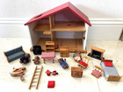 A m c Vintage Wooden Dollhouse Cottage Furniture   Accessories Bear Family Dolls