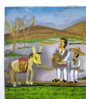 Ex-voto Man Gives Thanks For Finding The Mule Mexican Retablo Tin Sign Folk Art