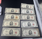Lot Of 9 1963 1953  5 Five Dollar Usn United States Notes Well Circulated  79