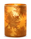 Yankee Candle 7  Gold Fall Leaves Frosted Glass Flickering Candle Holder Nib
