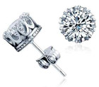 Women Fashion Silver Crystal Rhinestone Crown Charm Ear Studs Earrings Jewelry