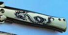 9  Gold Dragon Blade Spring Assisted Open Fast Opening Pocket Knife Stiletto
