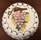 Abc Bassano Vtg Italy Small 5    Grapes Ceramic Mold Hand Painted Wsticker Euc