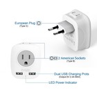 European Plug Adapter  International Travel Power Adaptor With 2 Usb  4 In 1    
