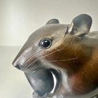 Japanese Bronze Mouse   Chestnut Okimono  Gilt Details  Signed Mark  Meiji