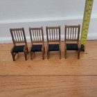 Vtg Concord Dollhouse Miniatures Oak Wood Dining Table W  4 Chairs