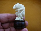  tb-rat-5  Little White Rat Bend Over Tagua Nut Palm Figurine Bali Rats