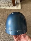 Vintage 1940s 50s Racing Motorcycle Helmet Blue Stitched Shell Leather Liner