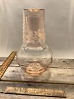 843    antique Vintage Barlett Collins Bedside Water Bottle  glass Pink Depression