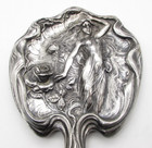 Antique Art Nouveau Silver Hand Mirror     Woman Figural Design     Pat   d 1904
