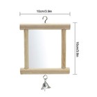 Pet Bird Mirror With Bell Solid Wood Bird Parrot Toy Swing Bird Cage Accessorie