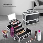 Joligrace Makeup Box Train Case Large Storage Capacity 3-tier Trays With Mirr   
