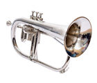 New Nickle 3 Valve Bb f Flugel Horn Free Hard Case mouthpiece