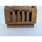 Vintage Wooden Wall Mail Organizer 3 Tier Letter Rack Key Holder Rustic Brown