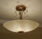 Vintage 1950s  60s Mid Century Modern Mcm Glass Ceiling Light Fixture Large 16 