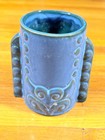 2012 Tiki Farm Blue Ceramic Tiki Mug Planter Raised Face 5 5    Collectible