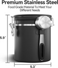 Veken Coffee Canister With Window airtight Stainless Steel Container 16oz