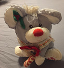 Fisher Price Puffalumps Christmas Mouse 1987 Plush  8016 12  Vintage Candy Cane