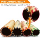 128pcs Assorted Preformed Coin Wrappers Rolls  Change Paper Rolls Wrapping Tubes