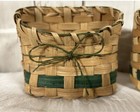 2 Vintage Small Wicker Baskets With Green Stripe 5 X 4 X 3 5 Rare