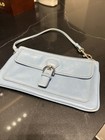 Coach Vintage Soho Powder Blue Wristlet Leather Trim   Buckle Flap Y2k Edition