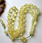 Natural Baltic Amber 22g  Islamic Prayer Rosary White Olive 33 Beads Tasbih