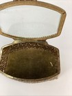 Vintage Jewelry Box Metal Filigree Beveled Glass Mele Velvet Casket Hollywood