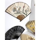 Vintage Folding Hand Fan Lot Of 6 Asian Floral Bird Bamboo Wood Decorative Decor