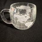Vintage Nestle Cup Mug Globe World Map Etched Clear Glass 