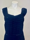 Vintage 1930s 1940s Stitch Pleated Dress Navy Blue Voile Cotton Fabric As Is