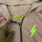 Aviator Nation Girls Pink Rainbow Stripe Lightning Bolt Zip Up Hoodie Size 12