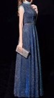 Women Slim Fit  Sleeveless Sequins Cocktail Party Evening Host Long Dress