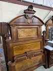 63933   Antique Victorian Walnut  2 Pc Marble Top Bedroom Set Bed Dresser W  Mir
