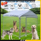 Metal Dog Kennel Cage 2x2x1 5m Outdoor Metal Playpen Exercise Pet Fence W  Cover