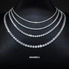 2-6 5mm Vvs Moissanite Tennis Chain Necklace - 925 Sterling Silver - Men Women