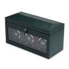 Wolf British Racing Triple Watch Winder With Storage Green
