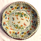Vintage Daher Tin Tray Round Floral W Butterflies   Strawberries Made In England