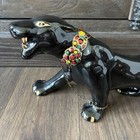 Vintage Mcm Mid Century Modern Black Panther Statue Jewel Collar 20  Long
