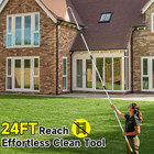 24ft Reach Gutter Cleaning Tools From Ground  Telescopic Rain Gutter Cleaners To