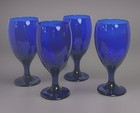 Set Of 4 Vintage Libbey Cobalt Blue Iced Tea water Glasses Goblets 7   
